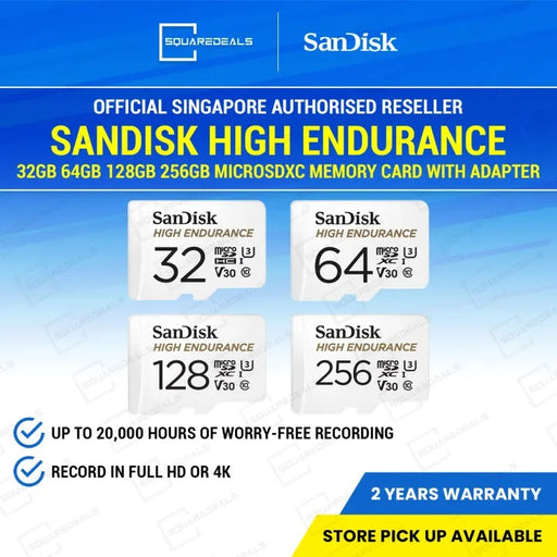 SanDisk High Endurance 64GB 128GB 256GB 256GB 256GB MicroSDXC Memory Card with Adapter