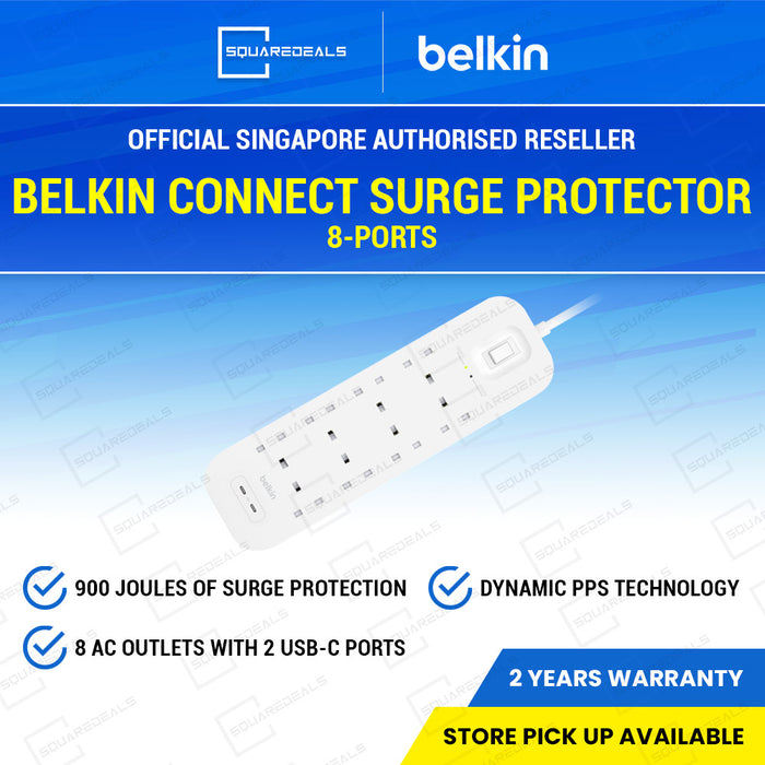 Belkin Connect Surge Protector 8-Ports 2M 2x USB-C