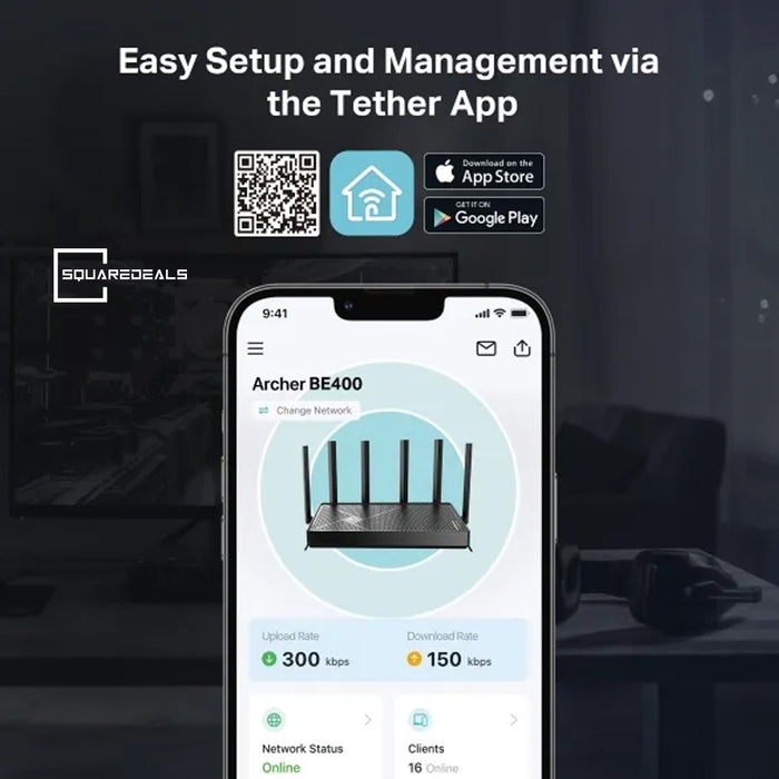 TP Link Archer BE400 BE6500 Dual-Band Wi-Fi 7 Router