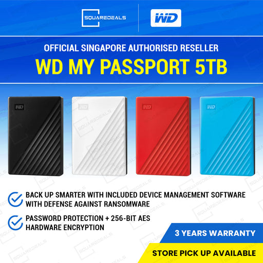 Western Digital WD My Passport 5TB Portable Hard Drive USB 3.2