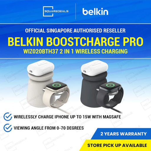 Belkin Boost Charge Pro 2 in 1 Wireless Charging Dock with MagSafe 15W